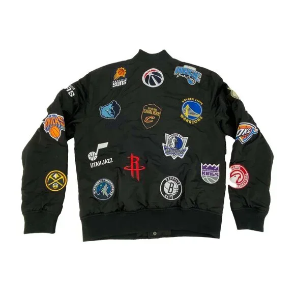 NBA | Men's Multi-Team Logo Bomber Jacket | Raptors | Black | Various Sizes *NEW - Picture 2 of 3